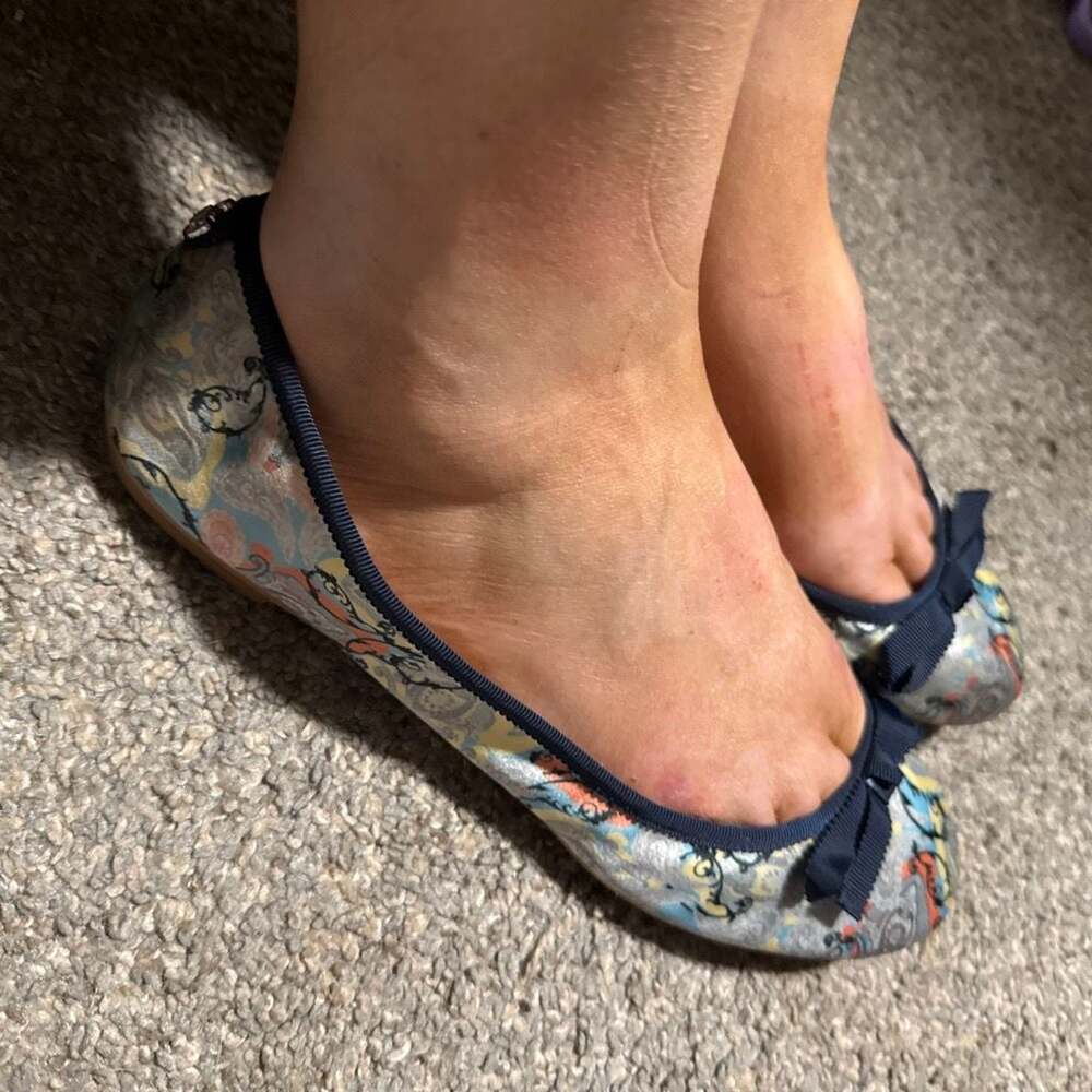 Sam Edelman Multicolored Floral Paisley Print Satin Bow Ballet Flats 8.5